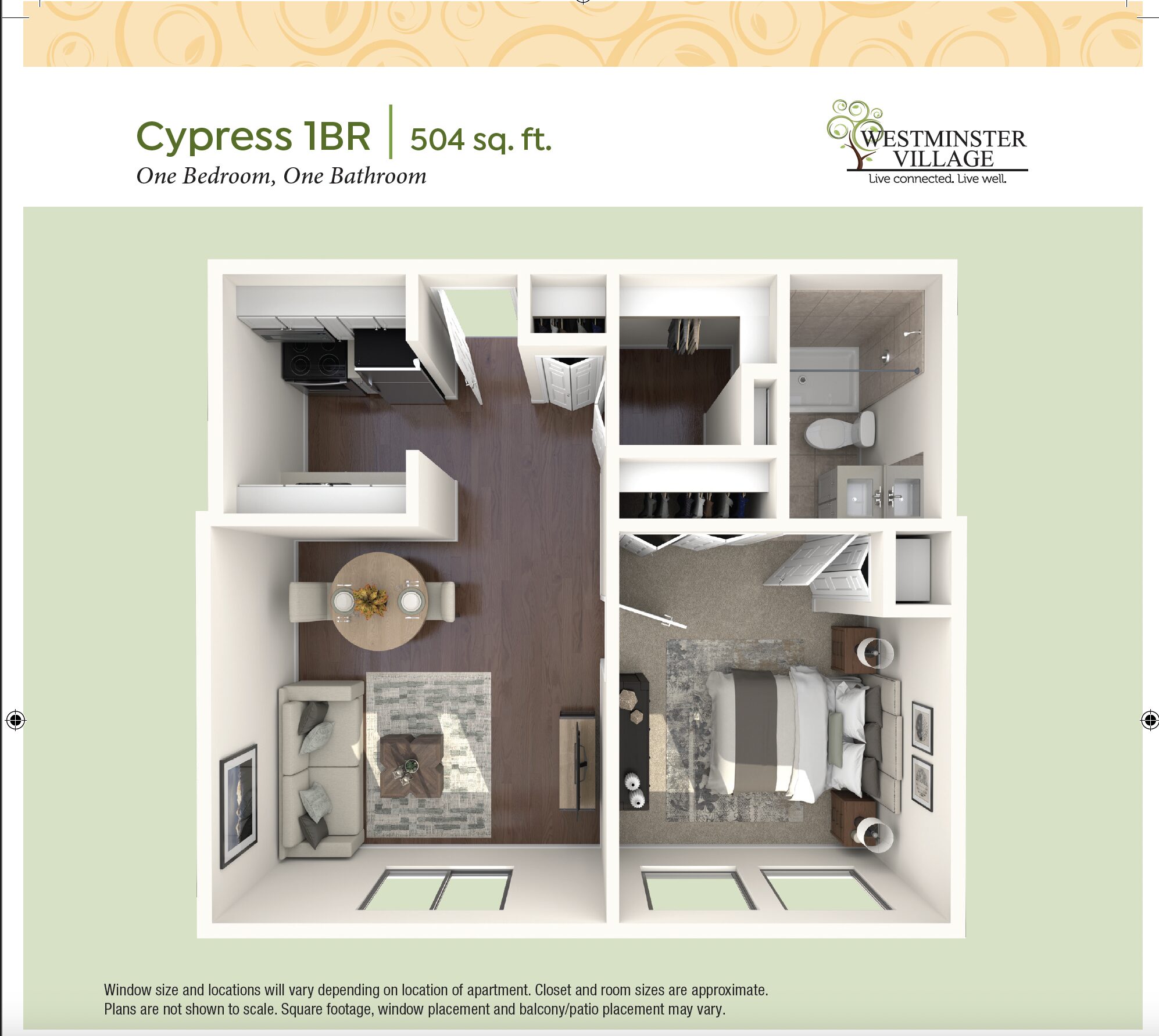 Assited Living Cypress 1BR Floorplan